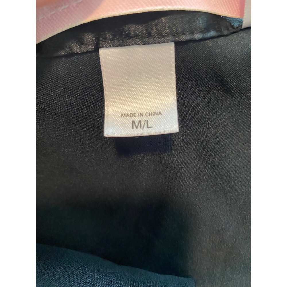 Victorias Secret Vintage Black Satin Long Robe Wrap Belted Sleepwear Med/Lg - Picture 5 of 7
